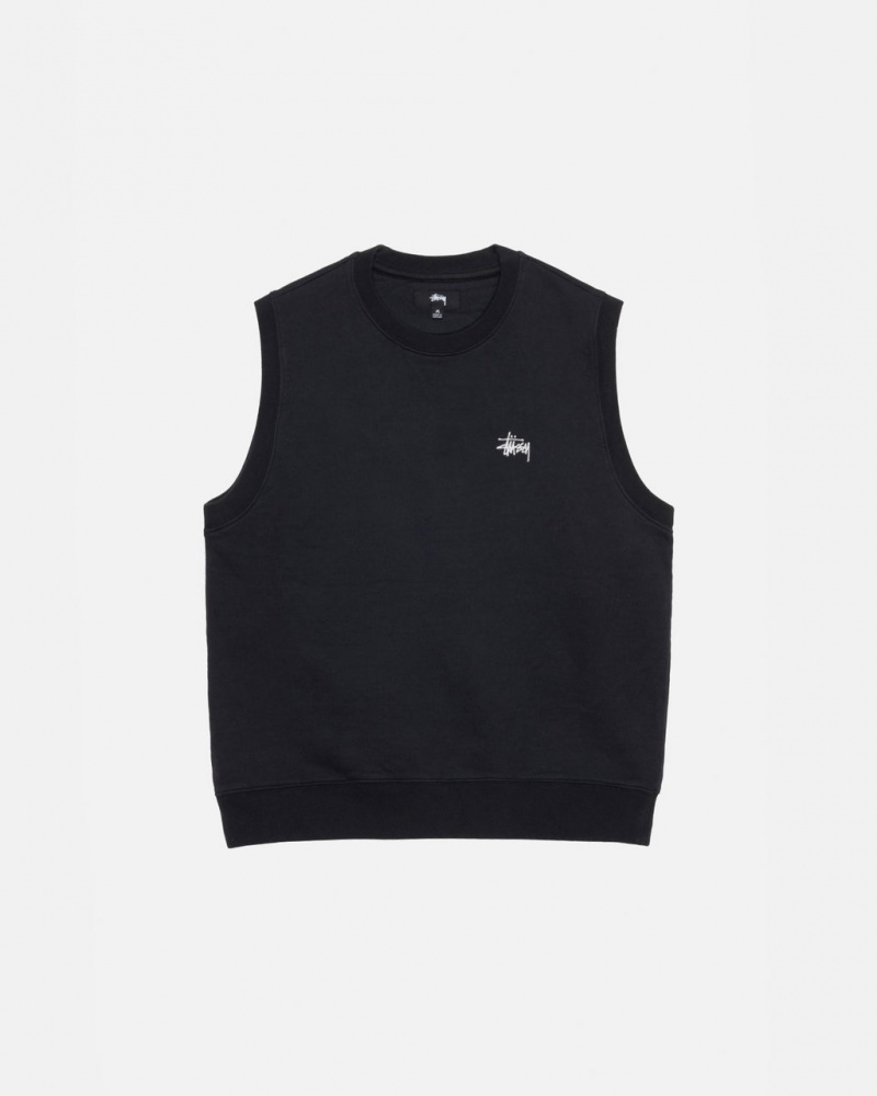 Női Stussy Stock Fleece Vest Pulóverek Fekete Magyarország | UIP-0259