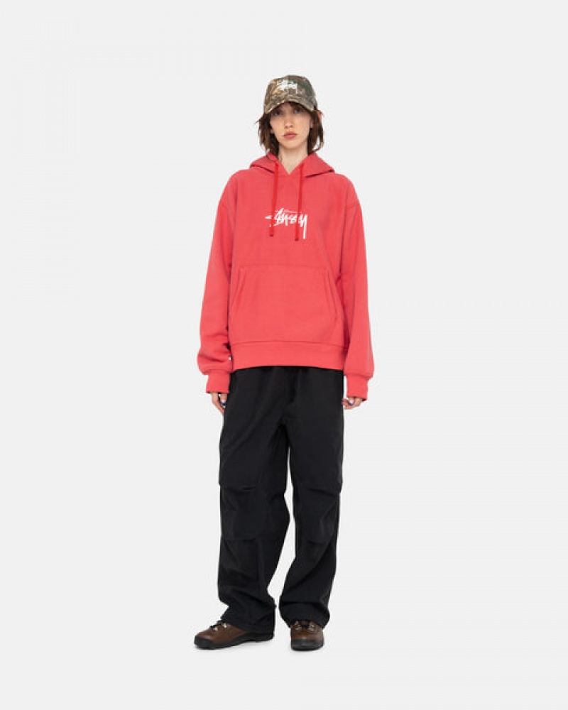 Női Stussy Stock Logo Applique Hood Pulóverek Piros Magyarország | XZJ-5956