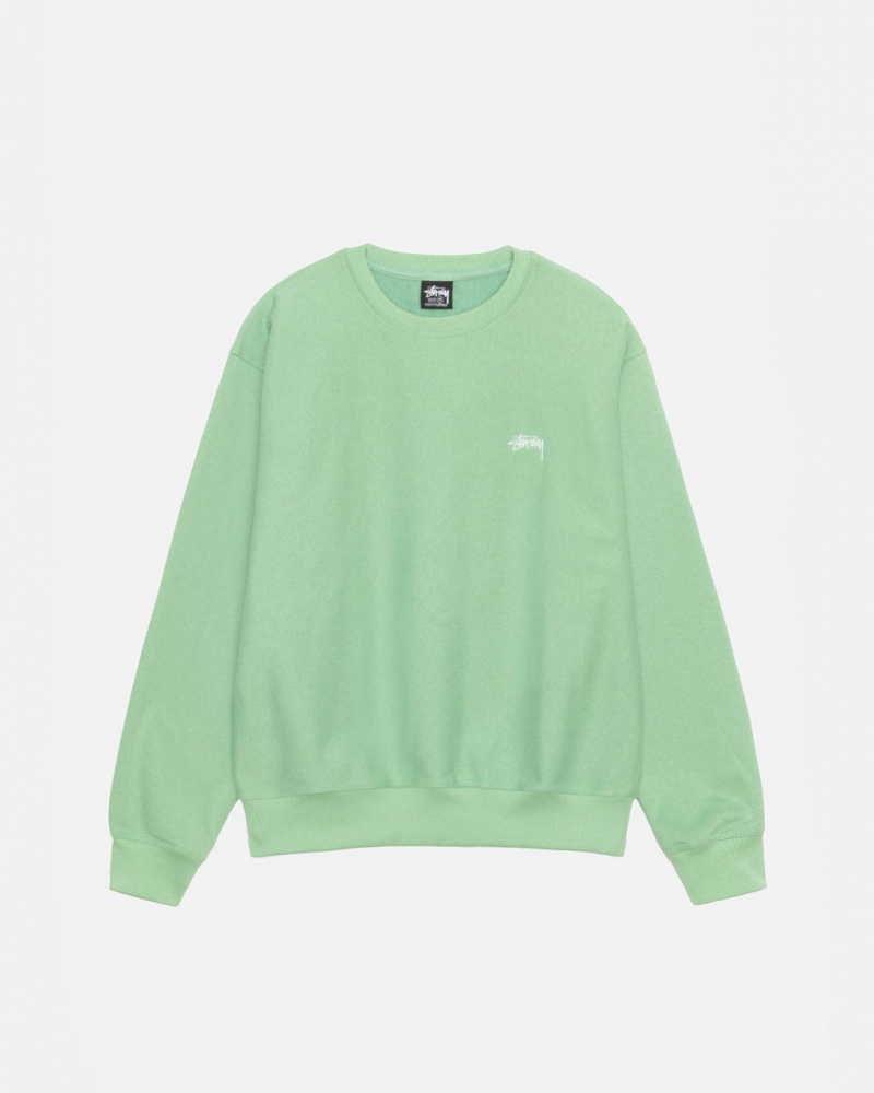 Női Stussy Stock Logo Crew Pulóverek Zöld Magyarország | IEE-3255