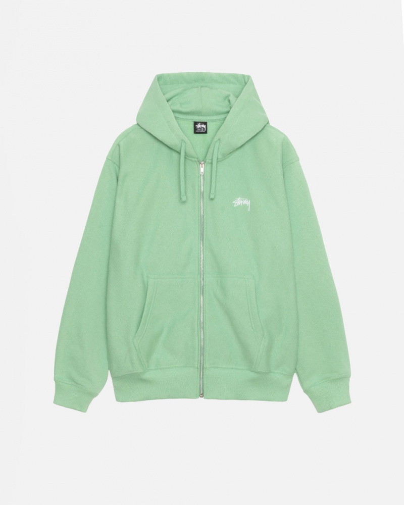 Női Stussy Stock Logo Zip Hood Pulóverek Zöld Magyarország | AUQ-3729