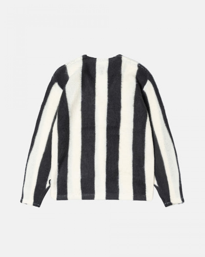 Női Stussy Stripe Brushed Cardigan Pulóverek Bézs Magyarország | YHS-0832