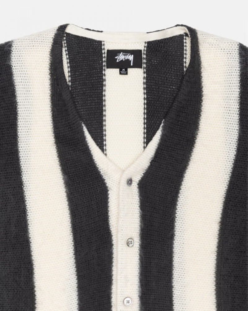 Női Stussy Stripe Brushed Cardigan Pulóverek Bézs Magyarország | YHS-0832