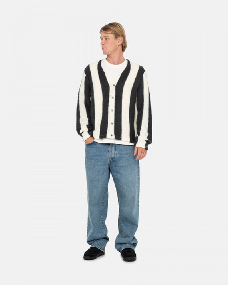 Női Stussy Stripe Brushed Cardigan Pulóverek Bézs Magyarország | YHS-0832