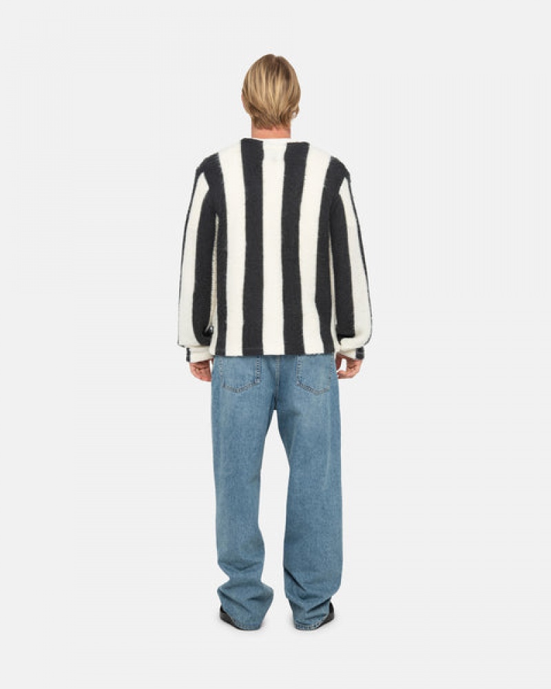 Női Stussy Stripe Brushed Cardigan Pulóverek Bézs Magyarország | YHS-0832