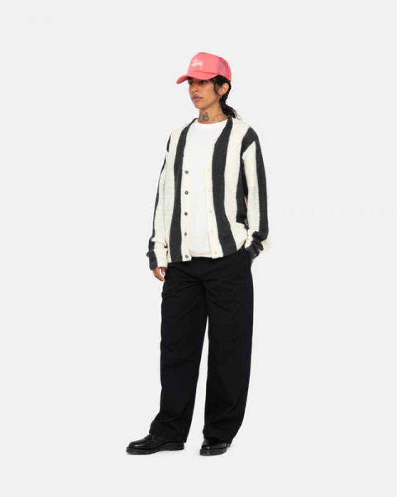 Női Stussy Stripe Brushed Cardigan Pulóverek Bézs Magyarország | YHS-0832