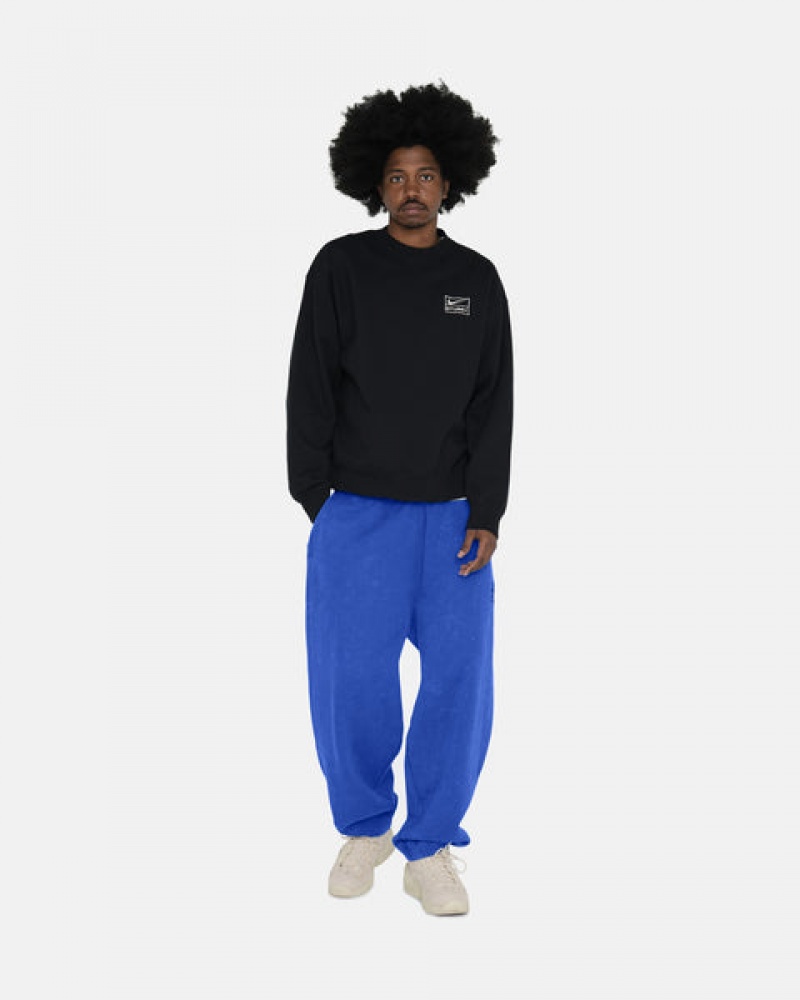 Női Stussy Stone Wash Fleece Crew Pulóverek Fekete Magyarország | XBY-0883