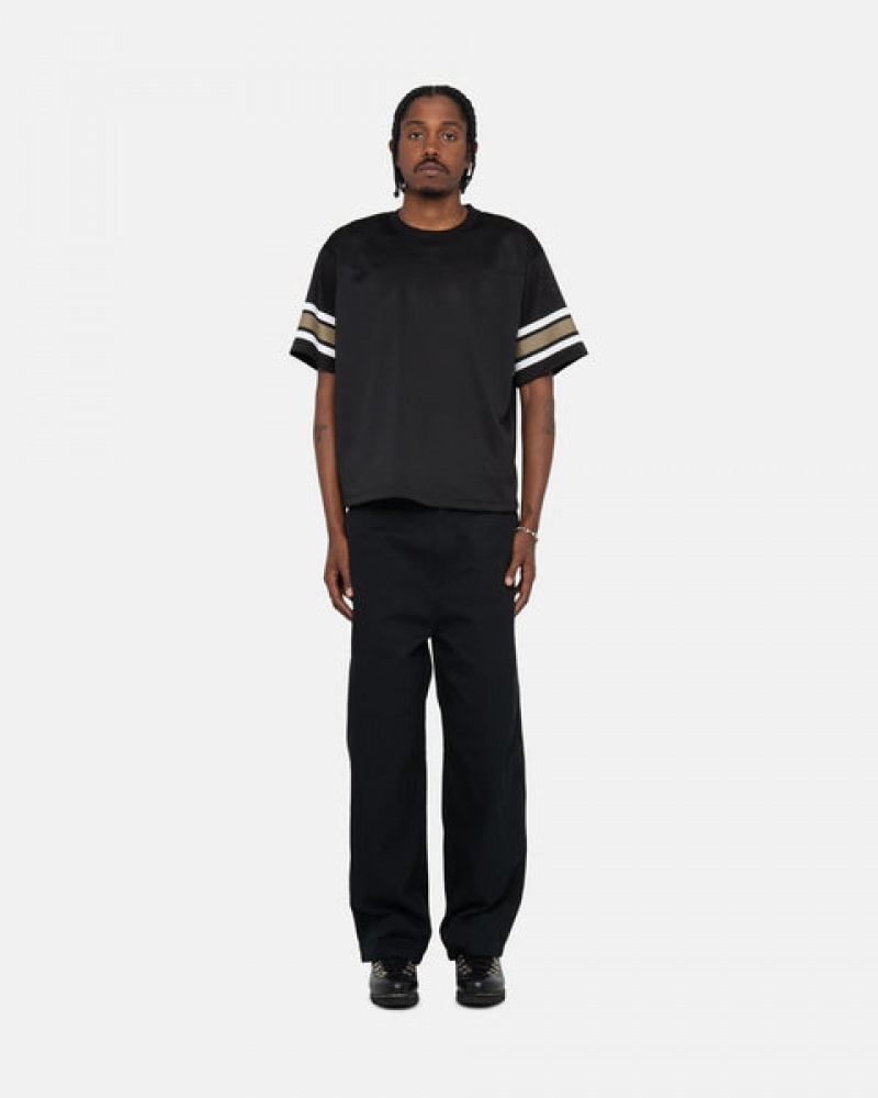 Női Stussy Surfman Mesh Football Jersey Felsők Fekete Magyarország | AWE-7143