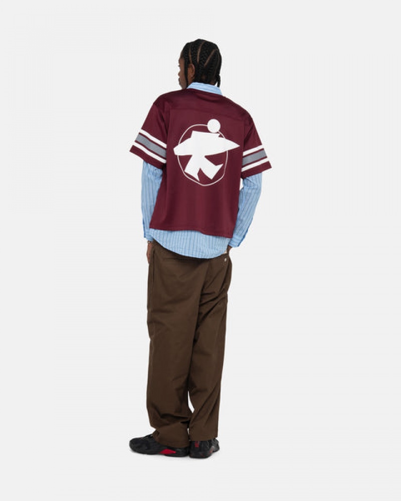 Női Stussy Surfman Mesh Football Jersey Felsők Bordó Magyarország | GCP-0454