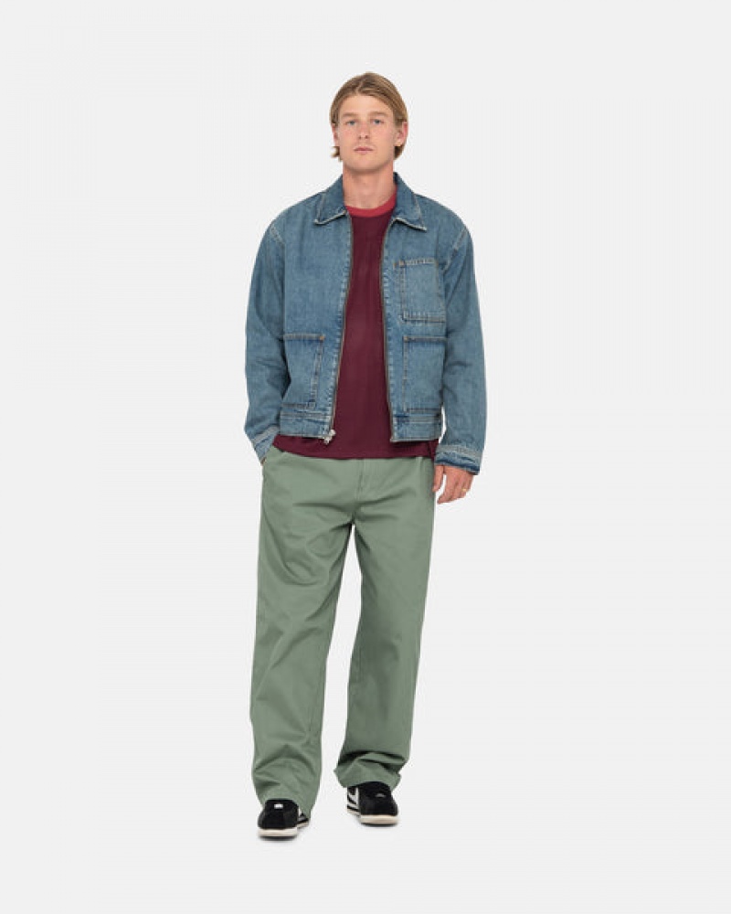 Női Stussy Zip Munka Jacket Denim Denim Kék Magyarország | IAW-0087