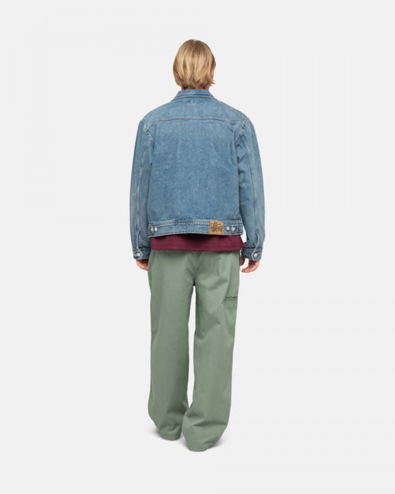 Női Stussy Zip Munka Jacket Denim Denim Kék Magyarország | IAW-0087