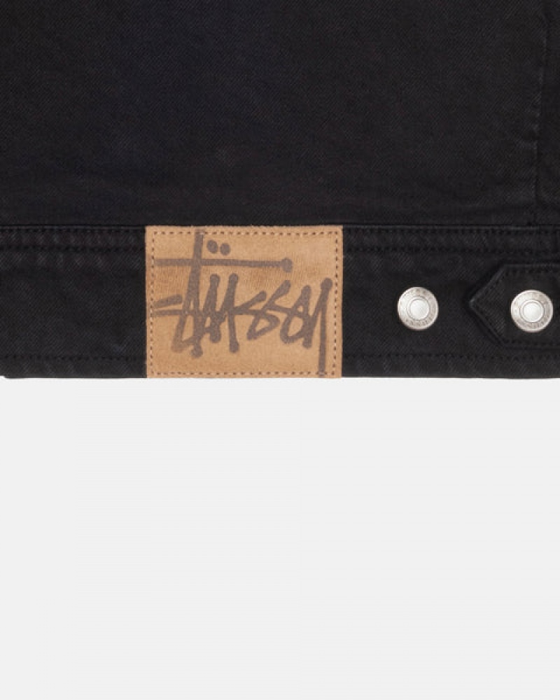 Női Stussy Zip Munka Jacket Overdyed Denim Fekete Fekete Magyarország | YDZ-4630