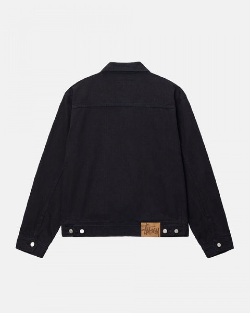 Női Stussy Zip Munka Jacket Overdyed Kabát Fekete Fekete Magyarország | MYL-7147